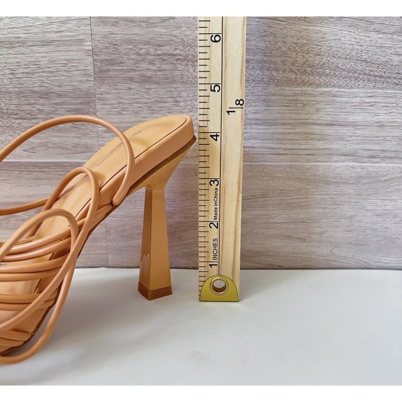 PrettyLittleThing Knot Lace Up Sandals Coral High Heel Square Toe Sexy US 6/UK 4 - Picture 10 of 10